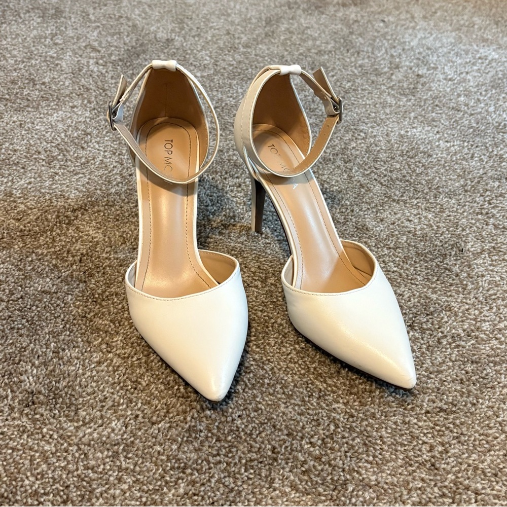 Topshop Cream Ankle Strap Heels
